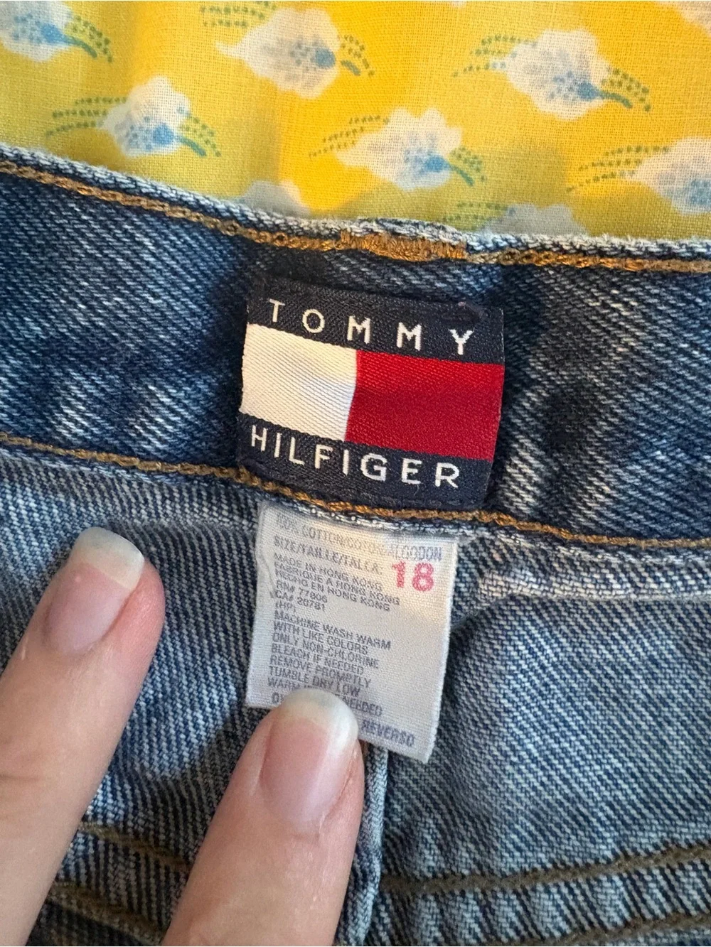 Vintage Tommy Hilfiger Navy Jeans with Red & White Side Stripes